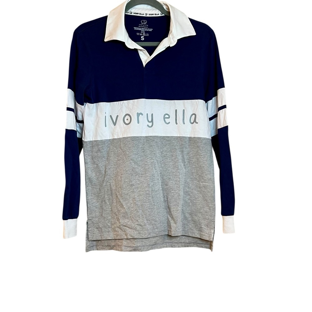 Ivory Ella • Blue and White Collared Rugby Shirt